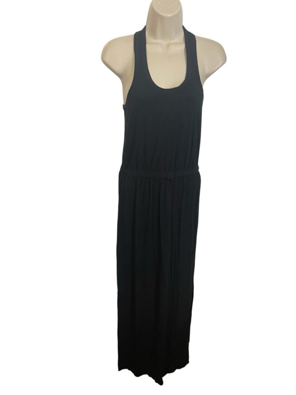 J CREW Women's Size XXS Black Maxi Dress with Slit and Elastic Waist